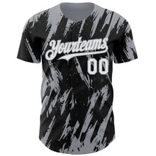 Charger l'image dans la galerie, Custom Black White-Gray 3D Pattern Design Splatter Torn Sharp Brush Stroke Authentic Baseball Jersey
