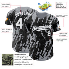 Charger l'image dans la galerie, Custom Black White-Gray 3D Pattern Design Splatter Torn Sharp Brush Stroke Authentic Baseball Jersey
