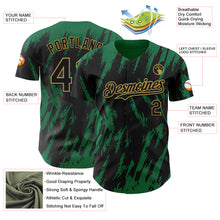 Charger l'image dans la galerie, Custom Black Old Gold-Kelly Green 3D Pattern Design Splatter Torn Sharp Brush Stroke Authentic Baseball Jersey
