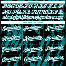 Laden Sie das Bild in den Galerie-Viewer, Custom Black White-Teal 3D Pattern Design Splatter Torn Sharp Brush Stroke Authentic Baseball Jersey
