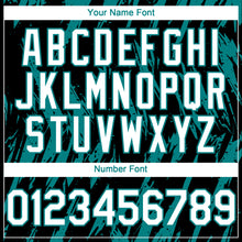 Laden Sie das Bild in den Galerie-Viewer, Custom Black White-Teal 3D Pattern Design Splatter Torn Sharp Brush Stroke Authentic Baseball Jersey
