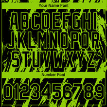Load image into Gallery viewer, Custom Black Neon Green 3D Pattern Design Splatter Torn Sharp Brush Stroke Authentic Baseball Jersey
