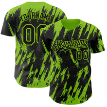 Load image into Gallery viewer, Custom Black Neon Green 3D Pattern Design Splatter Torn Sharp Brush Stroke Authentic Baseball Jersey
