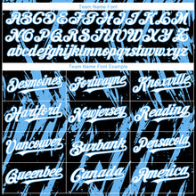 Load image into Gallery viewer, Custom Black White-Sky Blue 3D Pattern Design Splatter Torn Sharp Brush Stroke Authentic Baseball Jersey
