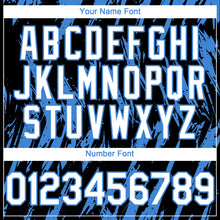 Load image into Gallery viewer, Custom Black White-Powder Blue 3D Pattern Design Splatter Torn Sharp Brush Stroke Authentic Baseball Jersey
