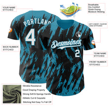 Load image into Gallery viewer, Custom Black White-Panther Blue 3D Pattern Design Splatter Torn Sharp Brush Stroke Authentic Baseball Jersey
