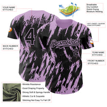 Laden Sie das Bild in den Galerie-Viewer, Custom Black Light Purple 3D Pattern Design Splatter Torn Sharp Brush Stroke Authentic Baseball Jersey
