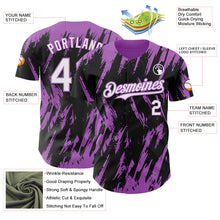 Load image into Gallery viewer, Custom Black White-Medium Purple 3D Pattern Design Splatter Torn Sharp Brush Stroke Authentic Baseball Jersey
