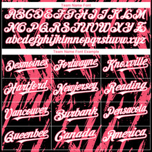 Load image into Gallery viewer, Custom Black White-Neon Pink 3D Pattern Design Splatter Torn Sharp Brush Stroke Authentic Baseball Jersey
