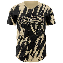 Laden Sie das Bild in den Galerie-Viewer, Custom Black Cream 3D Pattern Design Splatter Torn Sharp Brush Stroke Authentic Baseball Jersey
