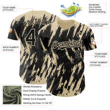 Laden Sie das Bild in den Galerie-Viewer, Custom Black Cream 3D Pattern Design Splatter Torn Sharp Brush Stroke Authentic Baseball Jersey
