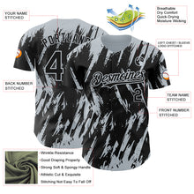 Charger l'image dans la galerie, Custom Black Silver 3D Pattern Design Splatter Torn Sharp Brush Stroke Authentic Baseball Jersey
