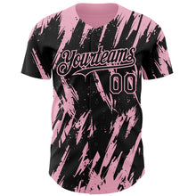Load image into Gallery viewer, Custom Black Light Pink 3D Pattern Design Splatter Torn Sharp Brush Stroke Authentic Baseball Jersey
