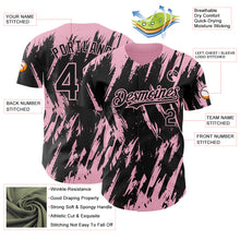 Load image into Gallery viewer, Custom Black Light Pink 3D Pattern Design Splatter Torn Sharp Brush Stroke Authentic Baseball Jersey
