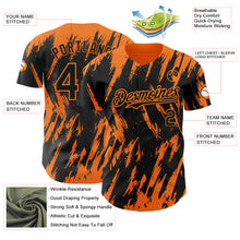 Load image into Gallery viewer, Custom Black Bay Orange 3D Pattern Design Splatter Torn Sharp Brush Stroke Authentic Baseball Jersey
