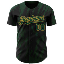 Charger l'image dans la galerie, Custom Black Green-Old Gold 3D Pattern Design Splatter Torn Sharp Brush Stroke Authentic Baseball Jersey
