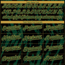 Charger l'image dans la galerie, Custom Black Green-Old Gold 3D Pattern Design Splatter Torn Sharp Brush Stroke Authentic Baseball Jersey
