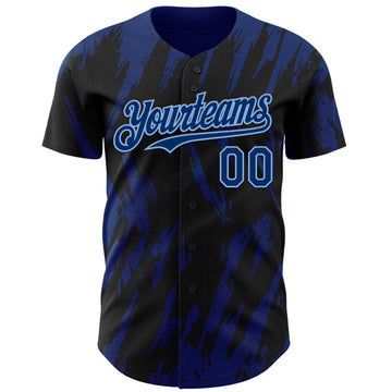Custom Black US Navy Blue-Light Blue 3D Pattern Design Splatter Torn Sharp Brush Stroke Authentic Baseball Jersey