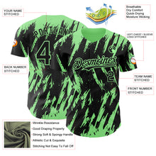 Laden Sie das Bild in den Galerie-Viewer, Custom Black Pea Green 3D Pattern Design Splatter Torn Sharp Brush Stroke Authentic Baseball Jersey

