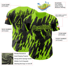 Charger l'image dans la galerie, Custom Black Neon Green 3D Pattern Design Splatter Torn Sharp Brush Stroke Authentic Baseball Jersey
