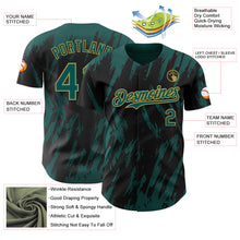 Load image into Gallery viewer, Custom Black Midnight Green-Old Gold 3D Pattern Design Splatter Torn Sharp Brush Stroke Authentic Baseball Jersey
