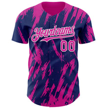 Load image into Gallery viewer, Custom Royal Deep Pink-White 3D Pattern Design Splatter Torn Sharp Brush Stroke Authentic Baseball Jersey
