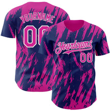 Load image into Gallery viewer, Custom Royal Deep Pink-White 3D Pattern Design Splatter Torn Sharp Brush Stroke Authentic Baseball Jersey
