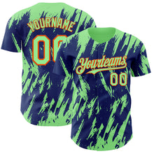 Charger l'image dans la galerie, Custom Royal Pea Green-Orange 3D Pattern Design Splatter Torn Sharp Brush Stroke Authentic Baseball Jersey
