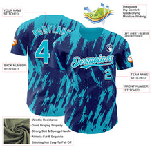 Laden Sie das Bild in den Galerie-Viewer, Custom Royal Lakes Blue-White 3D Pattern Design Splatter Torn Sharp Brush Stroke Authentic Baseball Jersey

