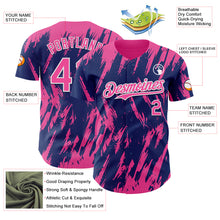 Laden Sie das Bild in den Galerie-Viewer, Custom Royal Pink-White 3D Pattern Design Splatter Torn Sharp Brush Stroke Authentic Baseball Jersey
