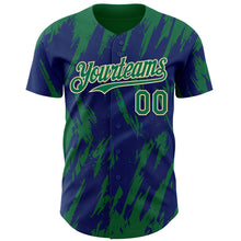 Load image into Gallery viewer, Custom Royal Kelly Green-Cream 3D Pattern Design Splatter Torn Sharp Brush Stroke Authentic Baseball Jersey

