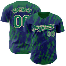 Load image into Gallery viewer, Custom Royal Kelly Green-Cream 3D Pattern Design Splatter Torn Sharp Brush Stroke Authentic Baseball Jersey
