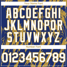 Load image into Gallery viewer, Custom Royal White-Old Gold 3D Pattern Design Splatter Torn Sharp Brush Stroke Authentic Baseball Jersey
