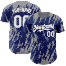 Загрузить изображение в средство просмотра галереи, Custom Royal White-Gray 3D Pattern Design Splatter Torn Sharp Brush Stroke Authentic Baseball Jersey
