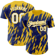 Charger l'image dans la galerie, Custom Royal White-Yellow 3D Pattern Design Splatter Torn Sharp Brush Stroke Authentic Baseball Jersey
