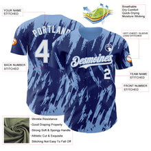 Charger l'image dans la galerie, Custom Royal White-Light Blue 3D Pattern Design Splatter Torn Sharp Brush Stroke Authentic Baseball Jersey
