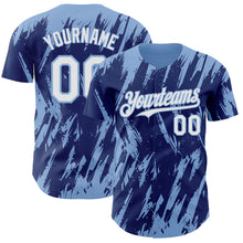 Charger l'image dans la galerie, Custom Royal White-Light Blue 3D Pattern Design Splatter Torn Sharp Brush Stroke Authentic Baseball Jersey

