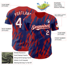 Laden Sie das Bild in den Galerie-Viewer, Custom Royal White-Red 3D Pattern Design Splatter Torn Sharp Brush Stroke Authentic Baseball Jersey
