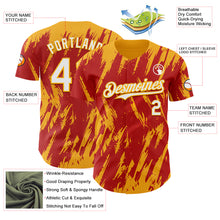 Charger l'image dans la galerie, Custom Red White-Gold 3D Pattern Design Splatter Torn Sharp Brush Stroke Authentic Baseball Jersey
