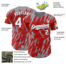 Charger l'image dans la galerie, Custom Red White-Gray 3D Pattern Design Splatter Torn Sharp Brush Stroke Authentic Baseball Jersey
