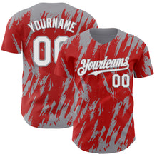 Charger l'image dans la galerie, Custom Red White-Gray 3D Pattern Design Splatter Torn Sharp Brush Stroke Authentic Baseball Jersey
