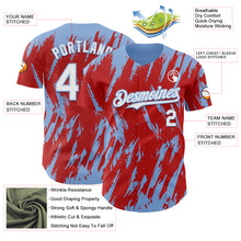 Charger l'image dans la galerie, Custom Red White-Light Blue 3D Pattern Design Splatter Torn Sharp Brush Stroke Authentic Baseball Jersey
