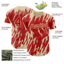 Charger l'image dans la galerie, Custom Red Cream 3D Pattern Design Splatter Torn Sharp Brush Stroke Authentic Baseball Jersey
