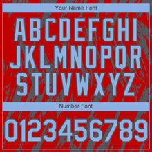Charger l'image dans la galerie, Custom Red Light Blue-Steel Gray 3D Pattern Design Splatter Torn Sharp Brush Stroke Authentic Baseball Jersey
