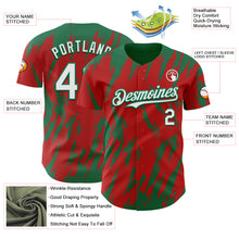 Laden Sie das Bild in den Galerie-Viewer, Custom Red White-Kelly Green 3D Pattern Design Splatter Torn Sharp Brush Stroke Authentic Baseball Jersey
