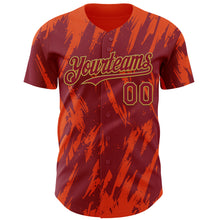Load image into Gallery viewer, Custom Crimson Old Gold-Orange 3D Pattern Design Splatter Torn Sharp Brush Stroke Authentic Baseball Jersey
