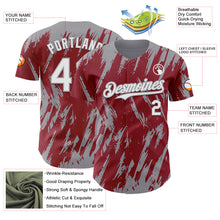 Load image into Gallery viewer, Custom Crimson White-Gray 3D Pattern Design Splatter Torn Sharp Brush Stroke Authentic Baseball Jersey
