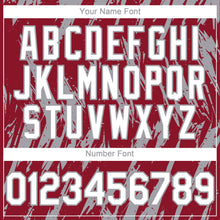 Load image into Gallery viewer, Custom Crimson White-Gray 3D Pattern Design Splatter Torn Sharp Brush Stroke Authentic Baseball Jersey
