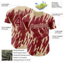 Load image into Gallery viewer, Custom Crimson Cream 3D Pattern Design Splatter Torn Sharp Brush Stroke Authentic Baseball Jersey
