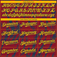 Загрузить изображение в средство просмотра галереи, Custom Crimson Gold-Navy 3D Pattern Design Splatter Torn Sharp Brush Stroke Authentic Baseball Jersey
